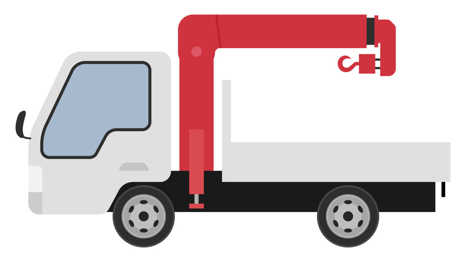 ユニック車_トラックのクレーン車のイラスト_白